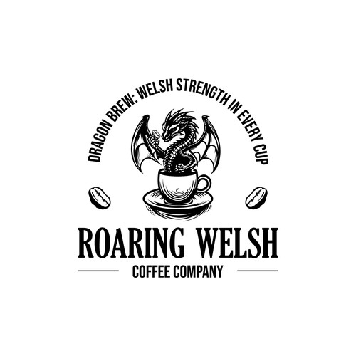 Welsh Coffee Company Logo with Dragon incorporated into the design Design by Timuș Valerian