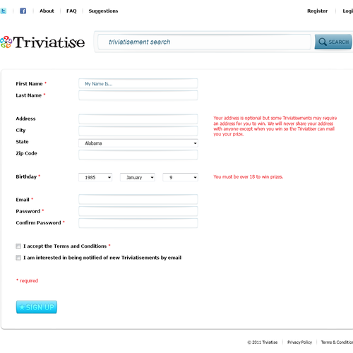 Create the next website design for Triviatise Diseño de dagArt
