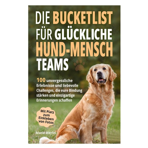 Design a harmonious, cute cover for a dog & human bucketlist Design by Cover_Design_Expert