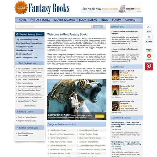 Help Best Fantasy Books with a new website design Design by rosiee007