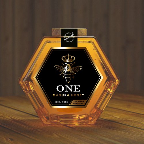 Design a minimalist upmarket Honey Jar Label for this Glass bottle Design by Dragan Jovic