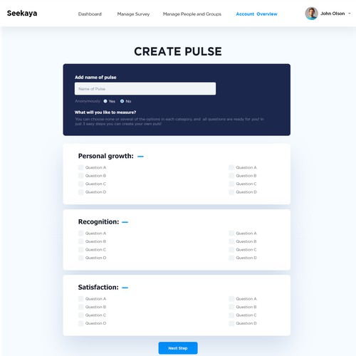 Fun and intuitive webpage for employee satisfaction survey! Design by FuturisticBug