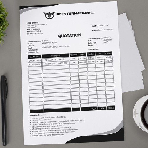 Given logo to be added to quotation to enhance brand appeal Design by Xclusive16