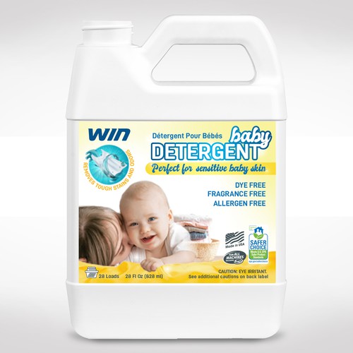 WIN Baby Detergent bottle label Design by TheBeeDee