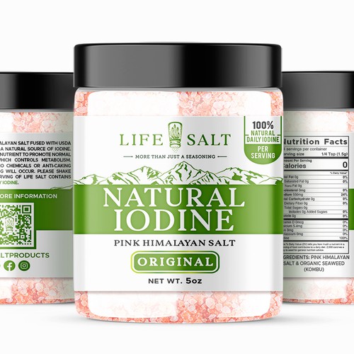 Label for Natural Iodine Pink Himalayan Salt that is fused with Seaweed Design by Design_byMe