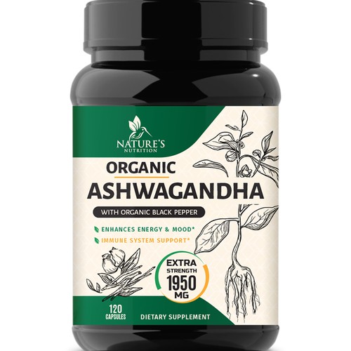 Natural Ashwagandha Capsules Design Needed for Nature's Nutrition Design réalisé par Wfemme