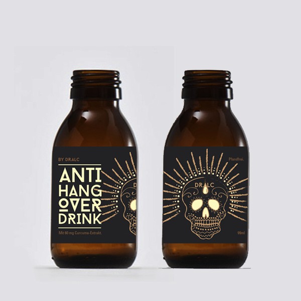 Design by I.C titled "WTF! - Impressive Label Design Wanted! You for our Anti Hangover Drink. *GUARANTEED*"