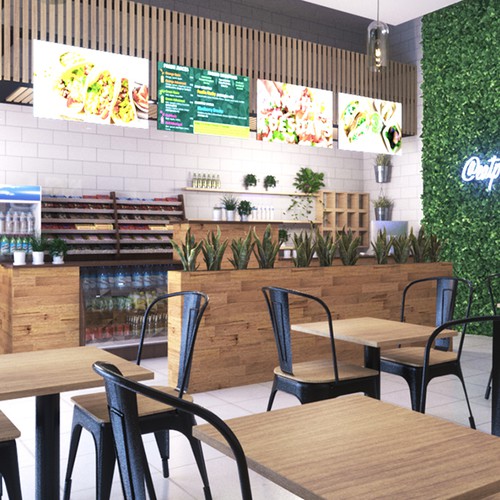 3D Rendering Concept Design for Healthy Restaurant Design by Yanet GR