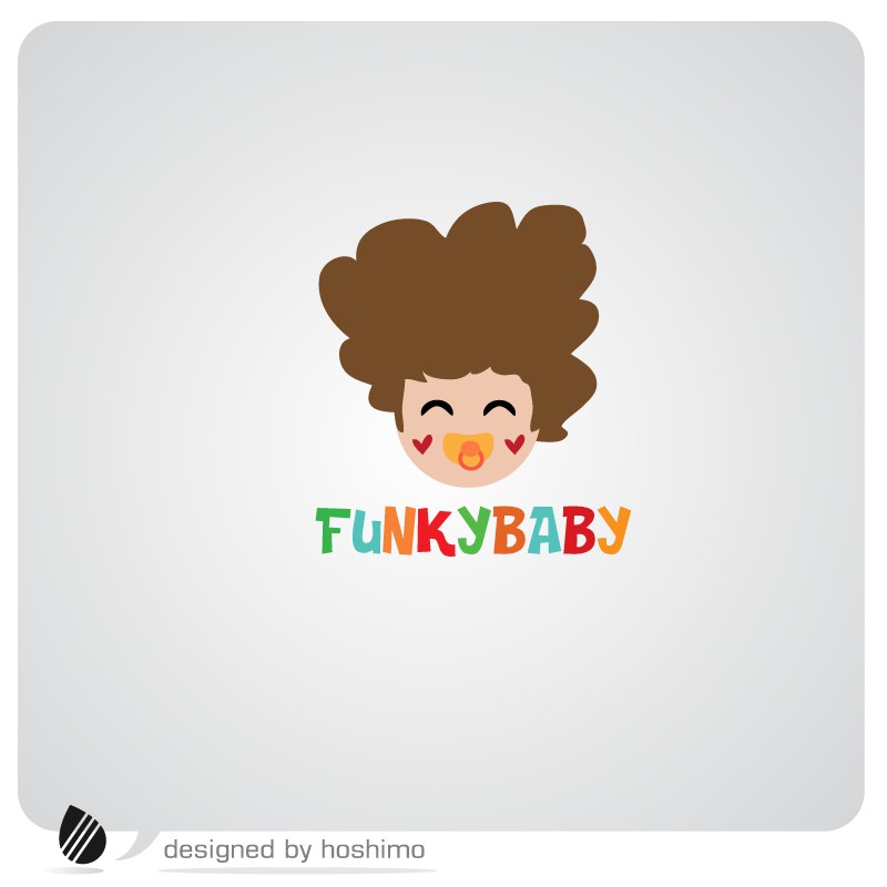 Cartoon hair logo with the title 'Funky Baby Logo'