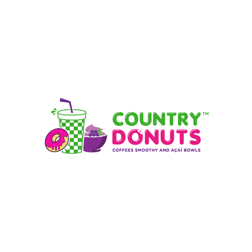 ropixさんのWe need a modern exciting logo to encompasses our Name Country Donuts Coffee smoothy bowlsデザイン