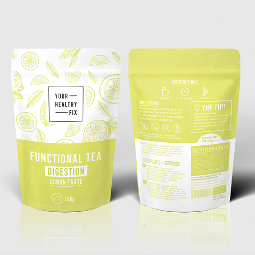 Functional Tea collection design for a health supplement brand! Design by Andrea Malagarriga