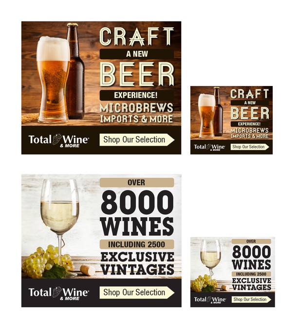 Advertising Banners for National Wine/Alcohol Retailer's Retargeting