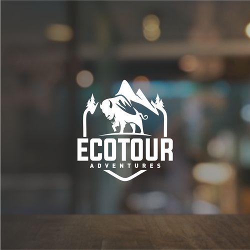 Creative Eco Tour logo integrating mountain  & bison Design by Unintended93