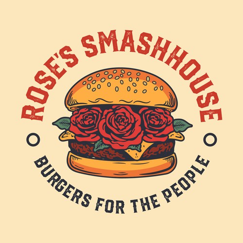 "Punk rock burger restaurant needs tattoo style logo." winning 