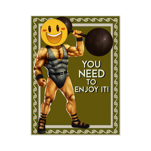 Old Timey Strongman/woman With Head Replaced By Emoji Design by Tony Ferreira