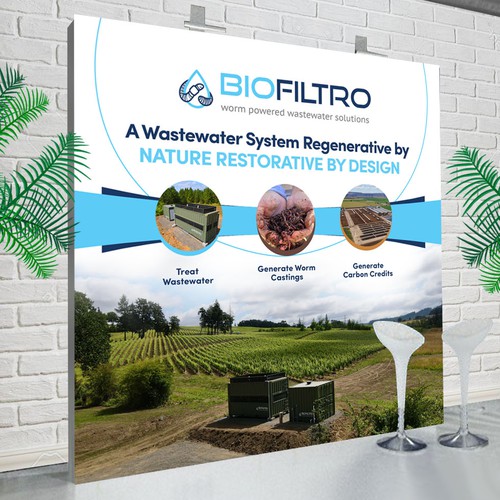 Design a Clean Trade Show Backdrop/Podium for a Regenerative Agriculture/Wastewater Company Design by Designbe