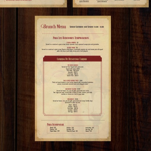 Design a New Menu for a Regional Mexican Restaurant Design by Moonlit Fox