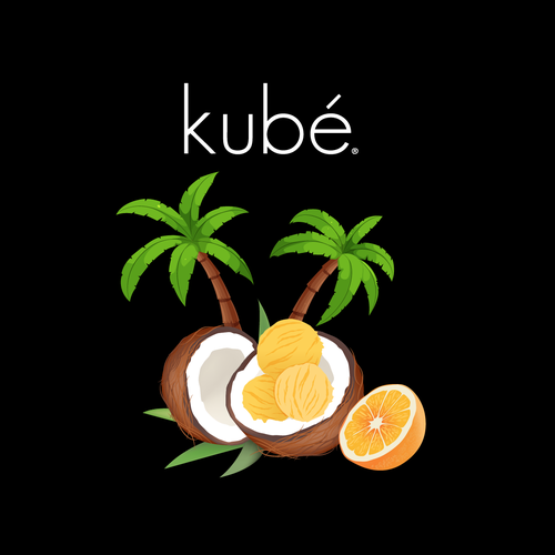 Design a graphic image for the BEST TASTING vegan ice cream manufacturer (kubé) and brand in Oakland Diseño de rulasic
