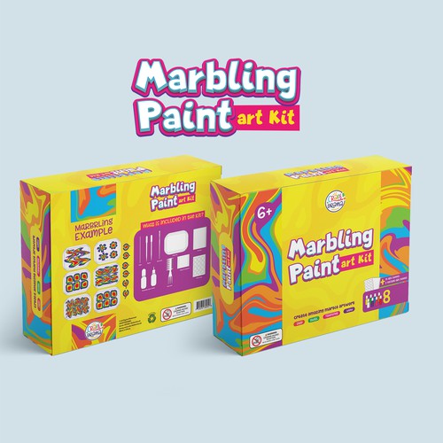 Design a colorful packaging for our new marbling paint art kit for kids Design by Noha.Akkad