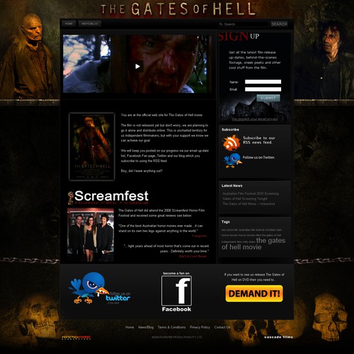 Horror movie website main page design Other Graphic Design