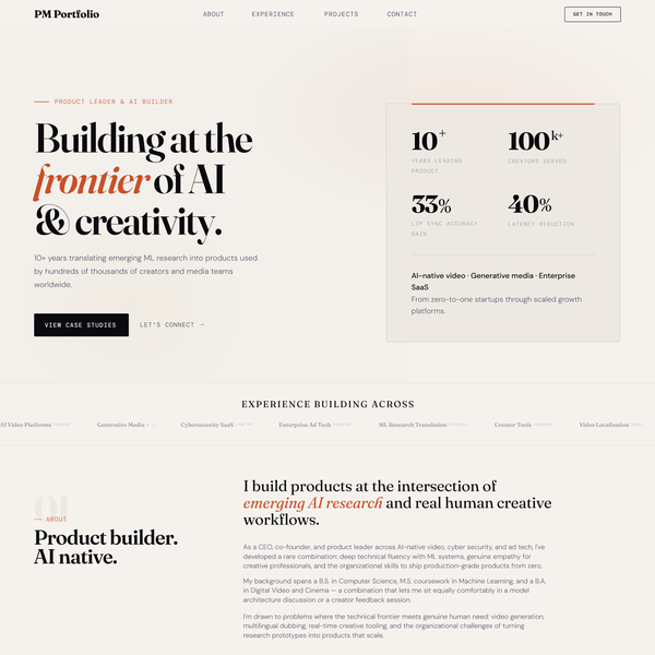 Tech product portfolio website