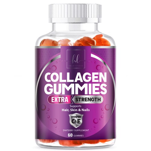 Design di Hello Lovely needs a Collagen Gummies product label di agooshe