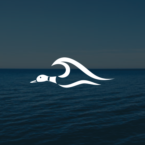 Coastal lifestyle brand featuring a mallard duck and wave, appeal to outdoor enthusiasts and surfers Diseño de muuter