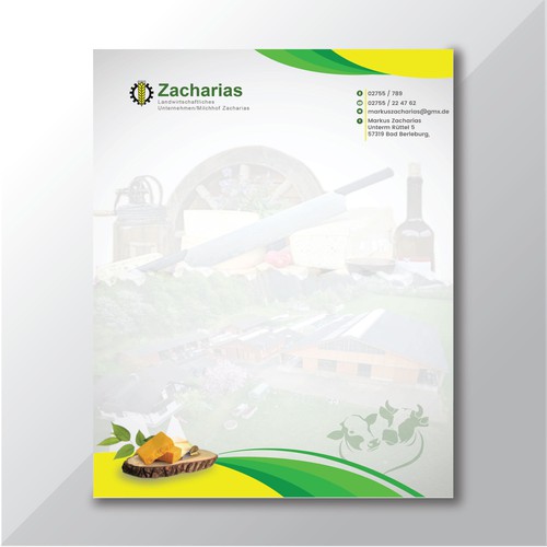 We need  letterhead design for our agricultural farm with production and sale of regional products Design by Raaza Aftab