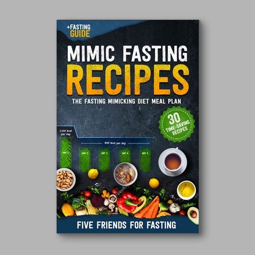 Design a fancy cover+basic layout for an e-book-based recipe book for the new fasting technique FMD Design por 3dicon | Sujay Paul