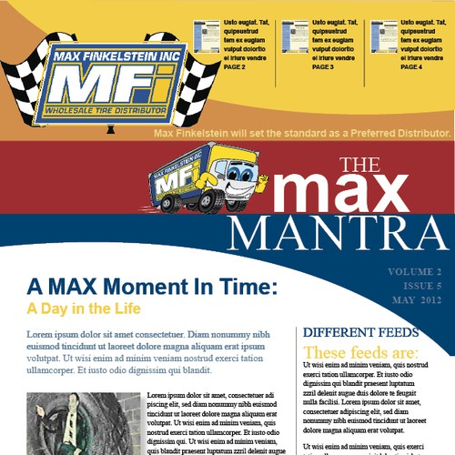 Newsletter Layout for Max Finkelstein Inc Design by jaysonc