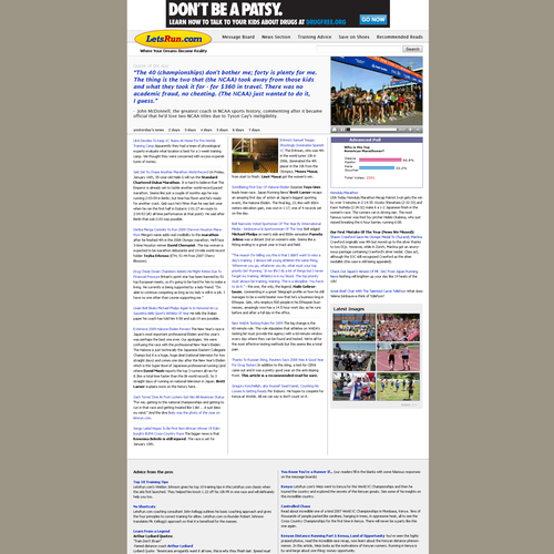 LetsRun.com Homepage Re-Design/Cleanup Diseño de RobertObuch