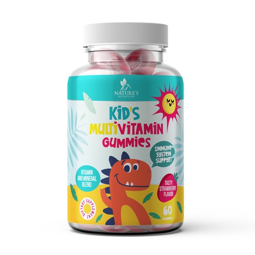 Tasty Kids Multivitamin Gummies Product Label for Nature's Nutrition Design by Nick Visual Co.