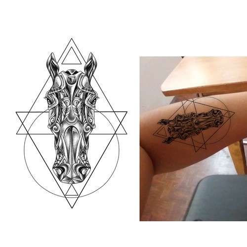 Looking for a tattoo design horse geometric pattern デザイン by mac23line