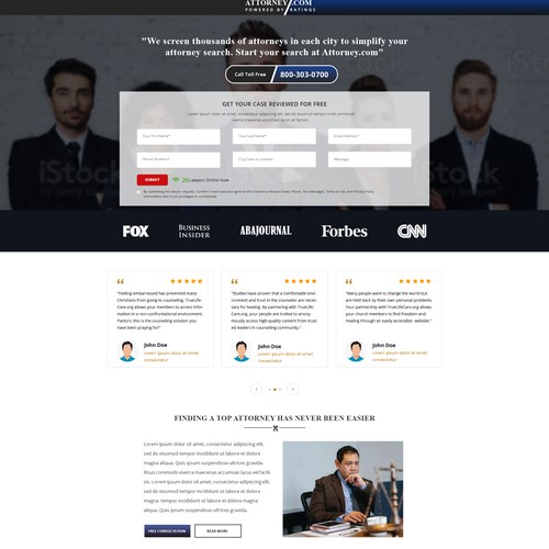 Design a Landing Page for Attorney.com Design by v.senthildesigner