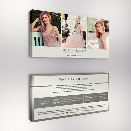 Flyer design for evening dress label needed to invite our customers to Exhibitions Design by Luigi Mazz