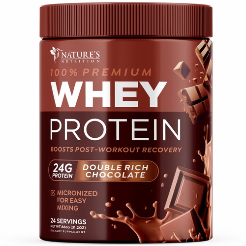 Tasty Whey Protein Chocolate Design Needed for Nature's Nutrition Design réalisé par GenScythe