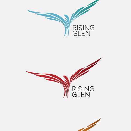 Rising Glen - bird rising from a valley logo - visionary artists welcome! Diseño de Maya_K