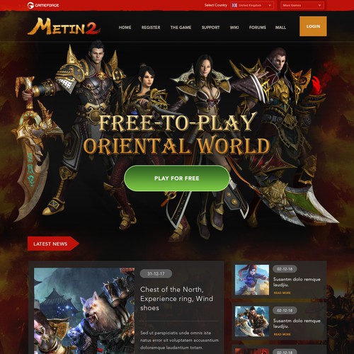 Create a new & vibrant website for an online game, Web page design contest