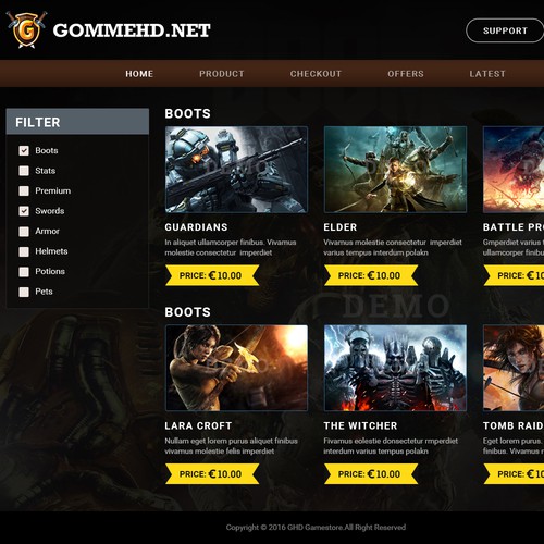 Game Store Layout | Web page design contest