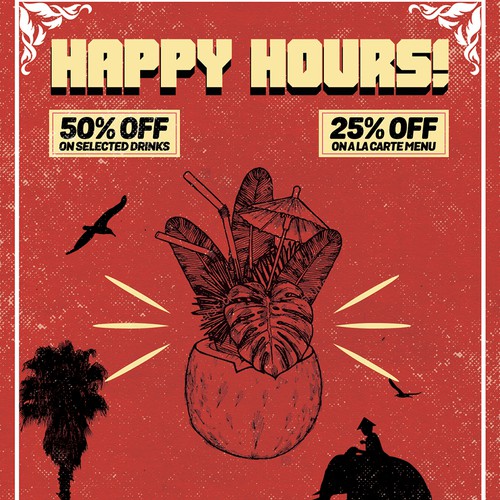 Happy Hour Poster for Thai Restaurant Design by Sefroute1