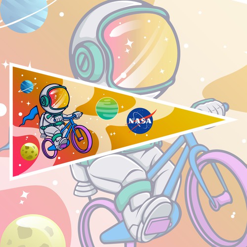 Bicycle flag for boys with space theme Design by morning bird