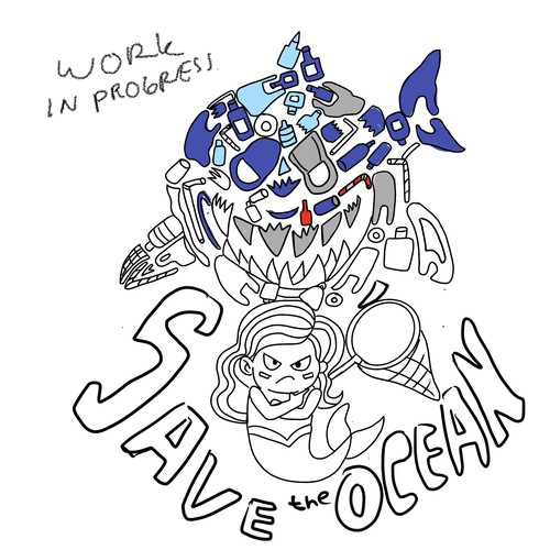 SAVE THE OCEAN OR SAVE THE OCEANS Design by Ronny Hermawan