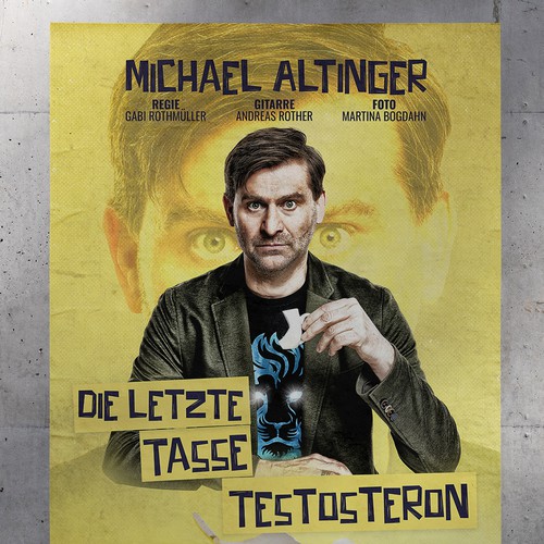 eye catching tour poster for comedian Michael Altinger Design by EyahezaK