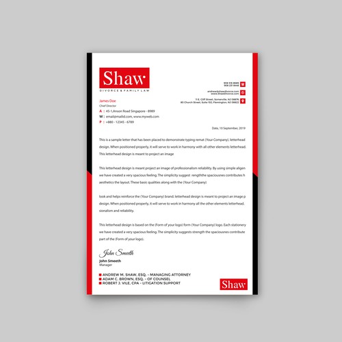 Letterhead for Divorce & Family Law Firm; Modern, Conservative Design Design by Vect Box