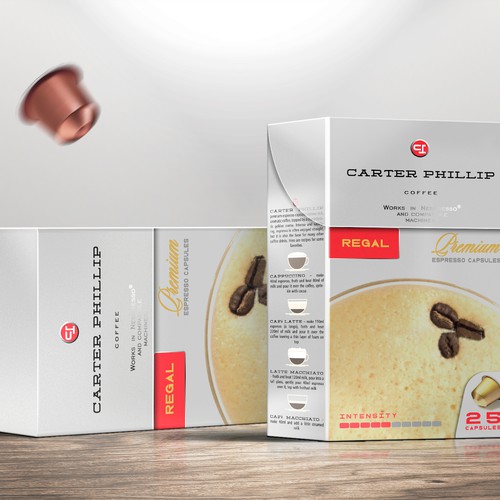 Design an espresso coffee box package. Modern, international, exclusive. Design by bcra