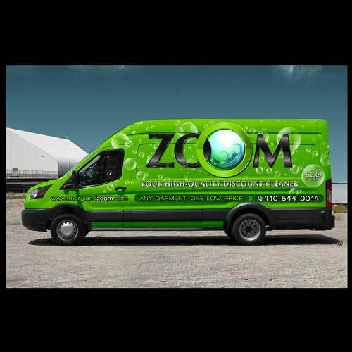 Zoom Dry Cleaning van wrap for eco-friendly one-price cleaner Design by ArunManuel