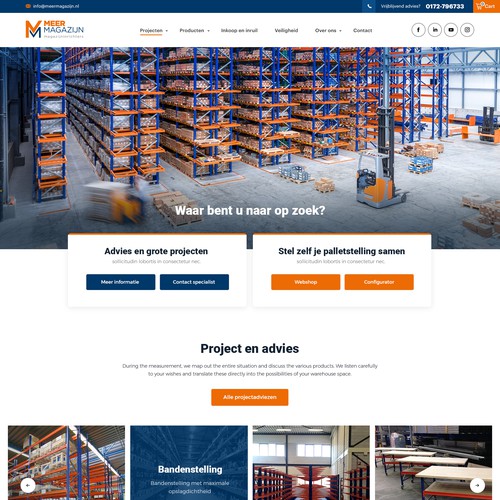 Creative website templates for a leading pallet racks company_ Meermagazijn Diseño de Aj3664