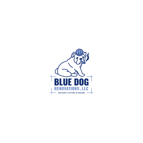 Design a company logo to reflect company name. A Blue Dog (Bulldog) With a hardhat, toolbelt w/cigar Design by Eduardo, D2 Design