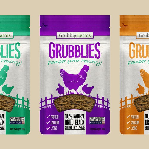 Awesome package needed for pet chicken treats! Design by Recreo Studio