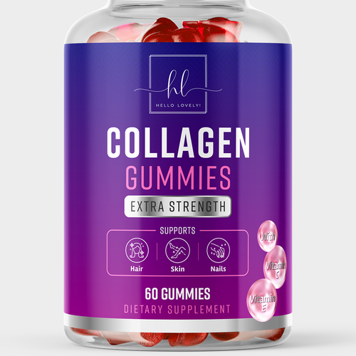 Hello Lovely needs a Collagen Gummies product label Réalisé par ZAKIGRAPH ®